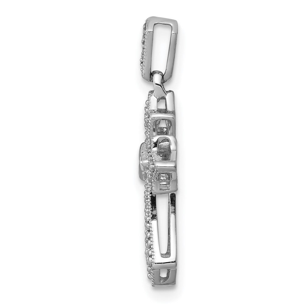 Solid 14k White Gold 1/10ct. Simulated CZ Fancy Cross Pendant