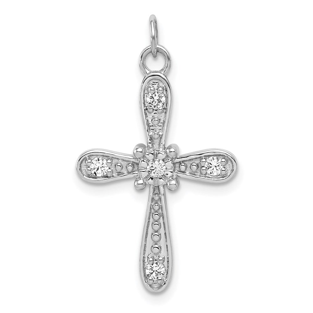 14k white gold 1 6ct real diamond cross charm pm5091 016 wa