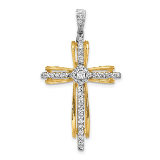 14k two tone gold 1 3ct real diamond passion cross pendant pm5096 033 ywa