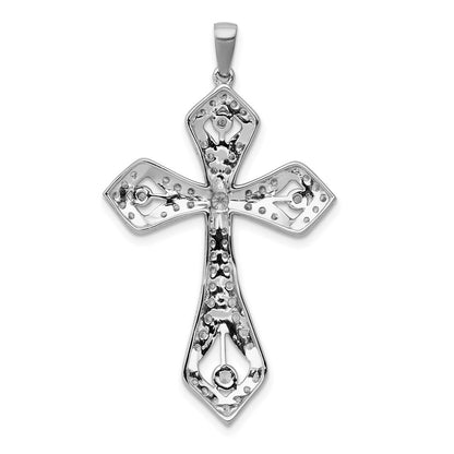 Solid 14k White Gold 5/8ct. Simulated CZ Passion Cross Pendant