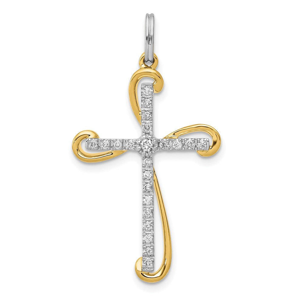 14k two tone gold 1 6ct real diamond cross pendant pm5106 016 wya