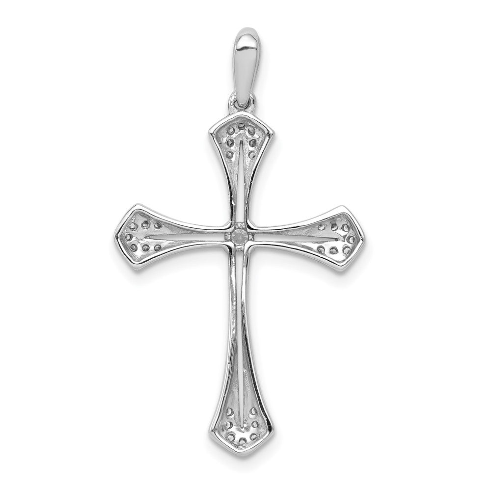 Solid 14k White Gold 1/6ct. Simulated CZ Cross Pendant