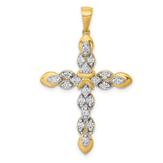 14k yellow gold 1 2ct real diamond cross pendant pm5114 050 ya