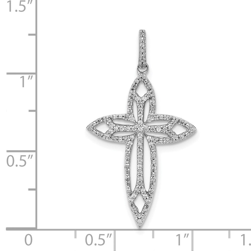 Solid 14k White Gold 1/4ct. Simulated CZ Fancy Cross Pendant