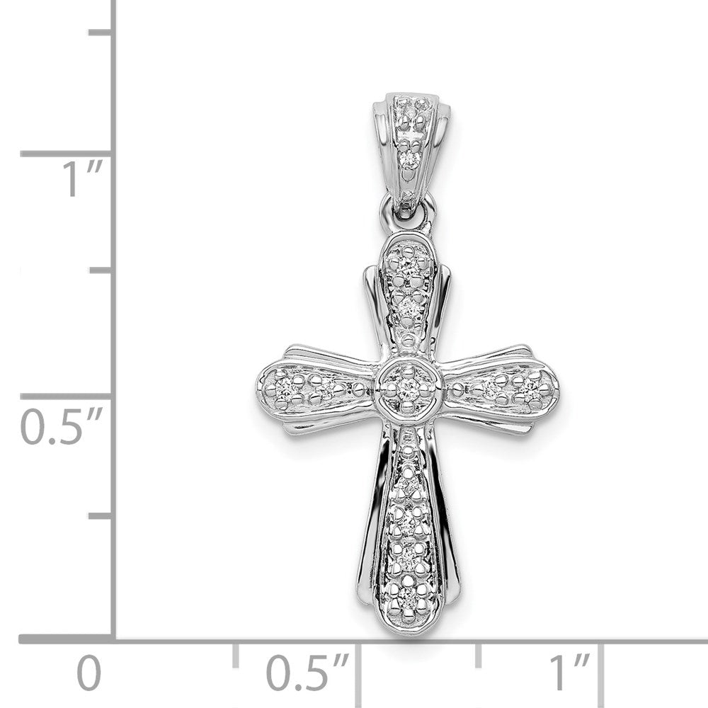 Solid 14k White Gold 1/10ct. Simulated CZ Cross Pendant