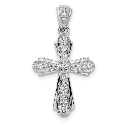 14k white gold 1 10ct real diamond cross pendant pm5120 010 wa