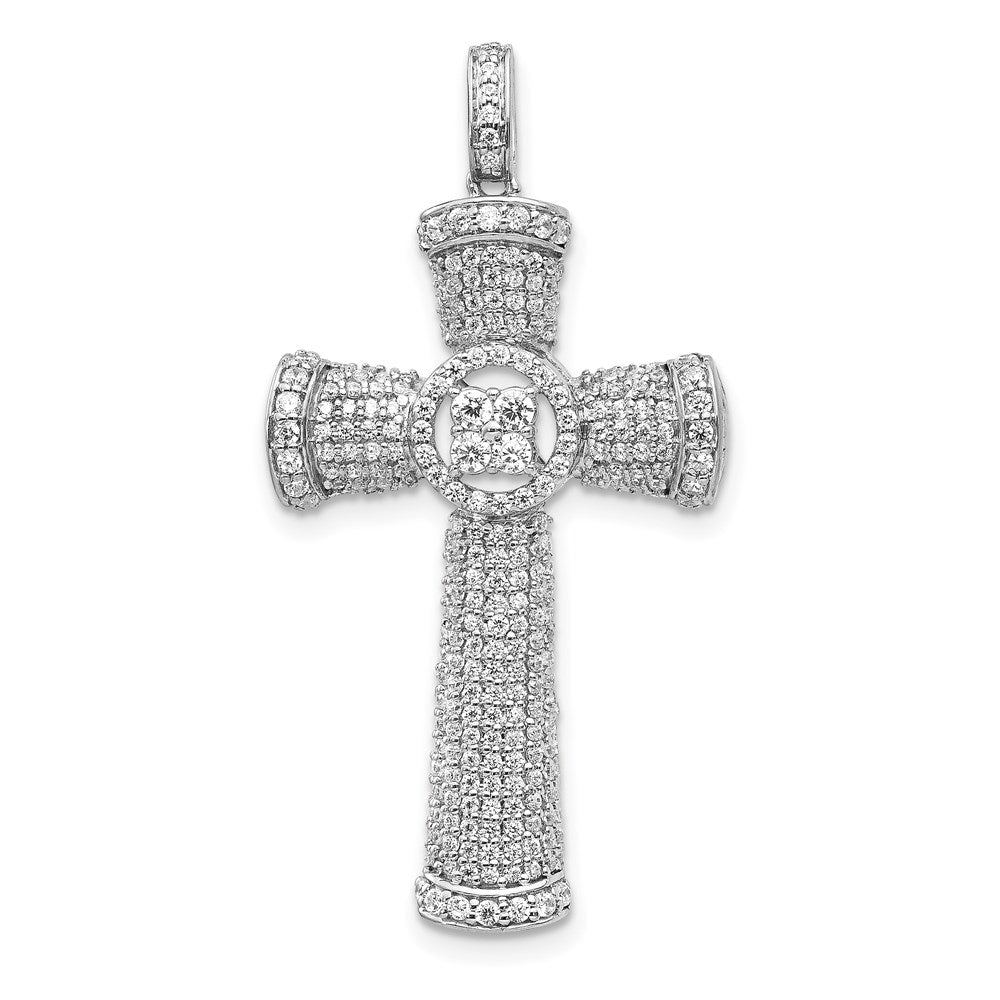 14k white gold real diamond cross pendant pm5122 100 wa