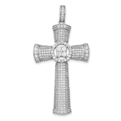 14k white gold real diamond cross pendant pm5122 175 wa