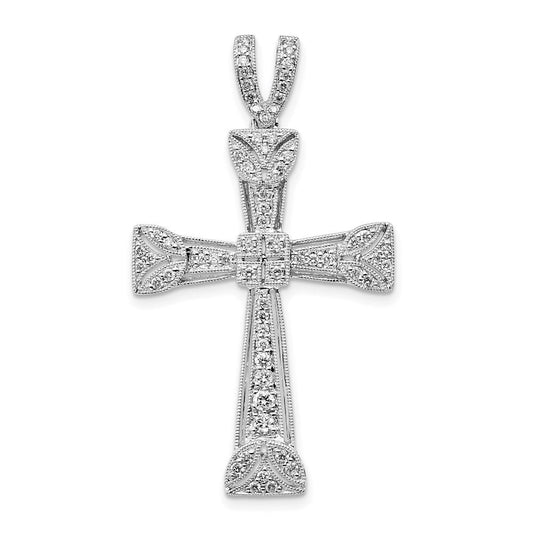 14k white gold real diamond filigree cross pendant pm5125 040 wa