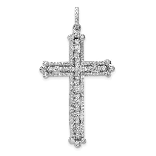 14k white gold 1ct real diamond budded cross pendant pm5127 100 wa