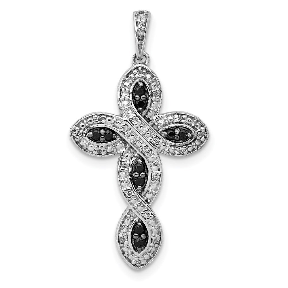 14k white gold white and black real diamond cross pendant pm5130 bk 020 wa