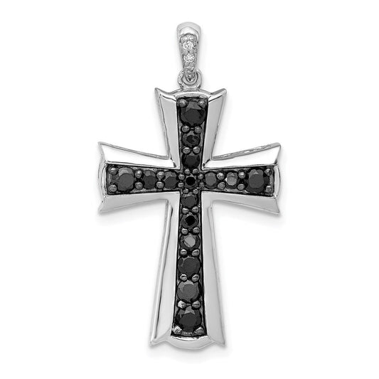 14k white gold 5 8ct black real diamond cross pendant pm5133 bk 062 wa