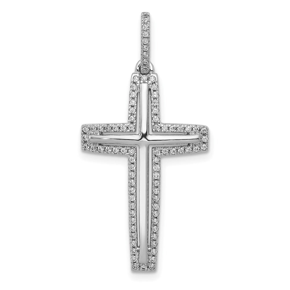 14k white gold real diamond cross pendant pm5136 025 wa