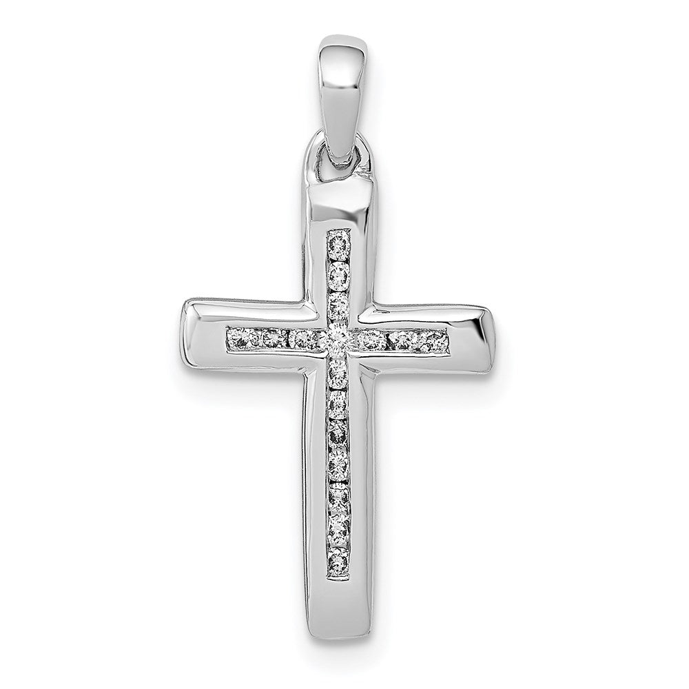 14k white gold small 1 10ct real diamond cross pendant pm5138 010 wa