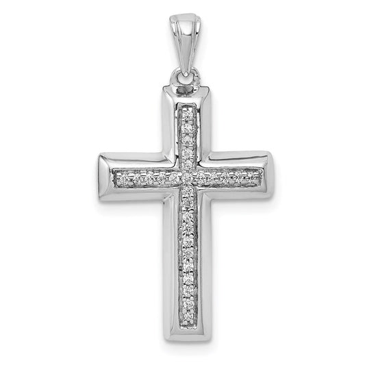 14k white gold large 1 10ct real diamond cross pendant pm5139 010 wa