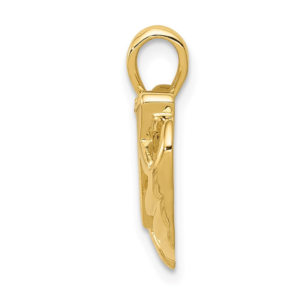 Solid 14k Yellow Gold AA Simulated CZ Heart with Cross Pendant