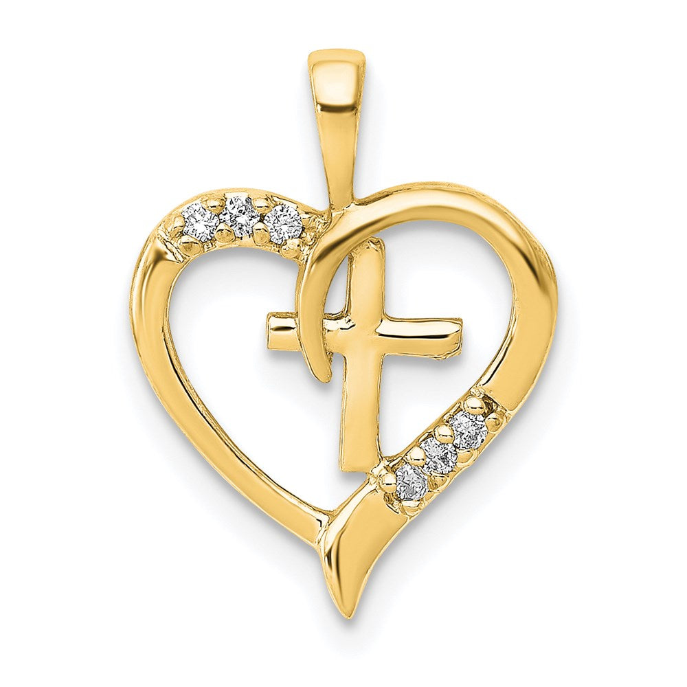 14k yellow gold aa real diamond heart cross pendant pm5143 004 ya