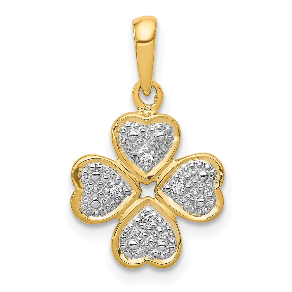 14k yellow gold 02ct real diamond four leaf clover pendant pm5151 002 ya