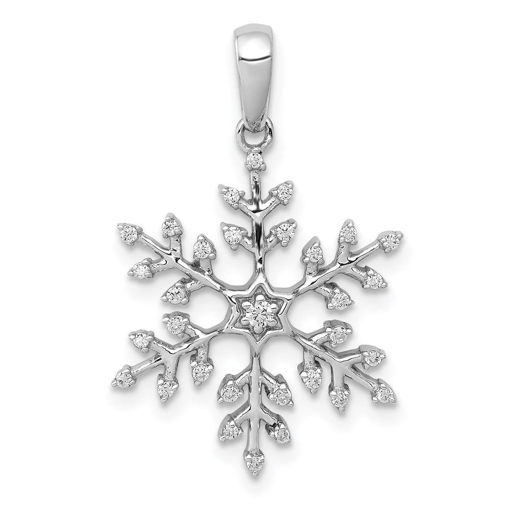 14k white gold 1 6ct real diamond snowflake pendant pm5160 016 wa