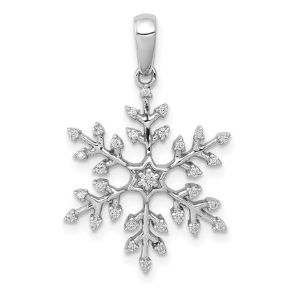 14k white gold 1 6ct real diamond snowflake pendant pm5160 016 wa