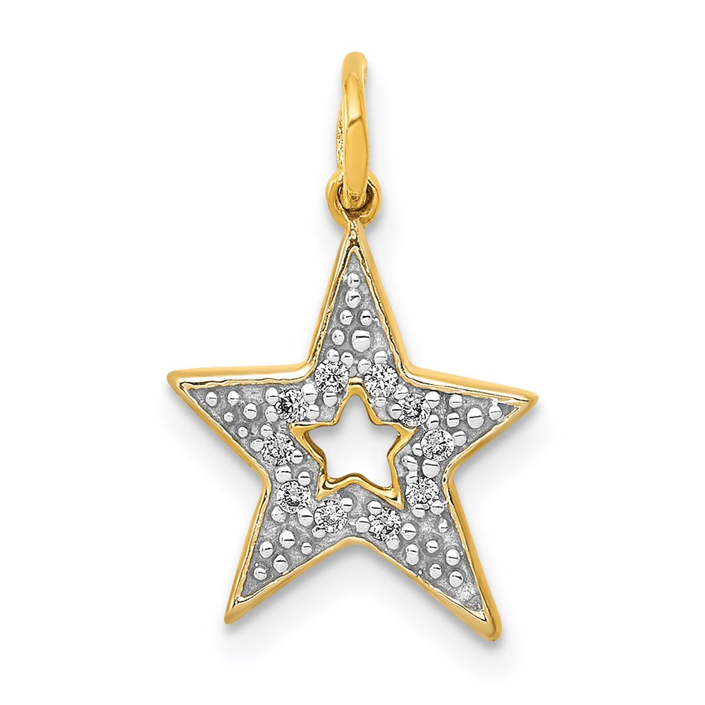 14k yellow gold real diamond star charm pm5177 005 ya