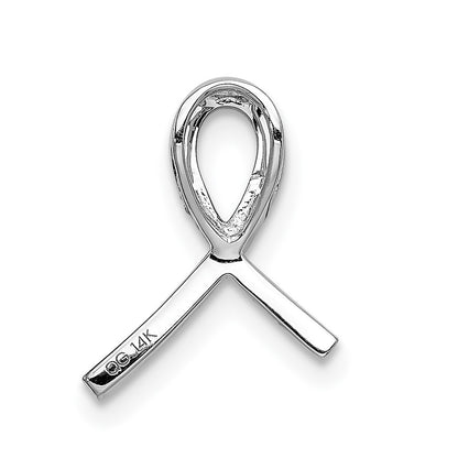 Solid 14k White Gold Awareness PinK Simulated Sapphire Slide Pendant