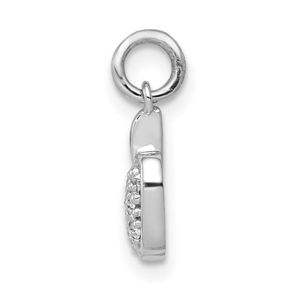 Solid 14k White Gold Simulated CZ Apple Charm
