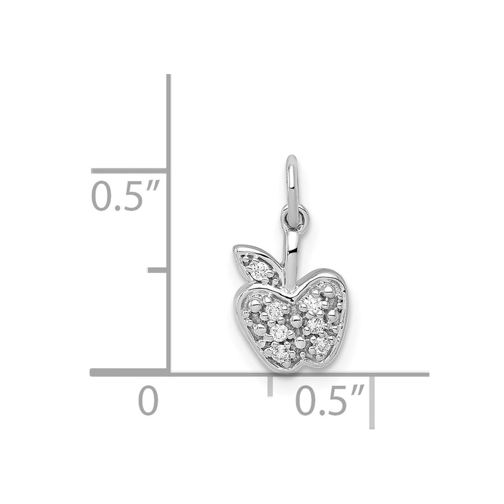 Solid 14k White Gold Simulated CZ Apple Charm