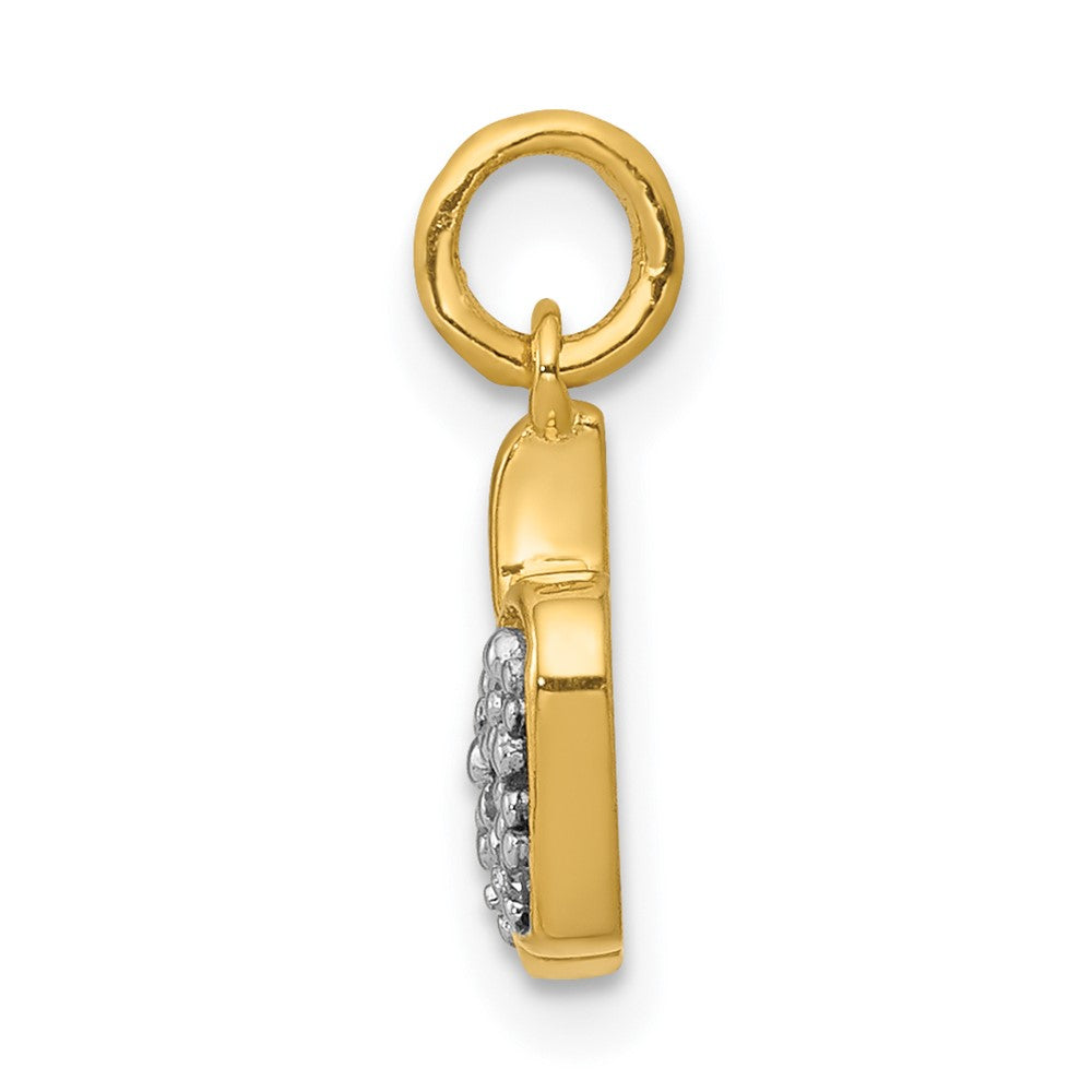 Solid 14k Yellow Gold Simulated CZ Apple Charm