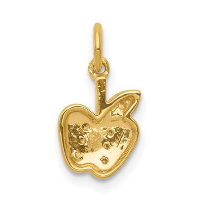 Solid 14k Yellow Gold Simulated CZ Apple Charm