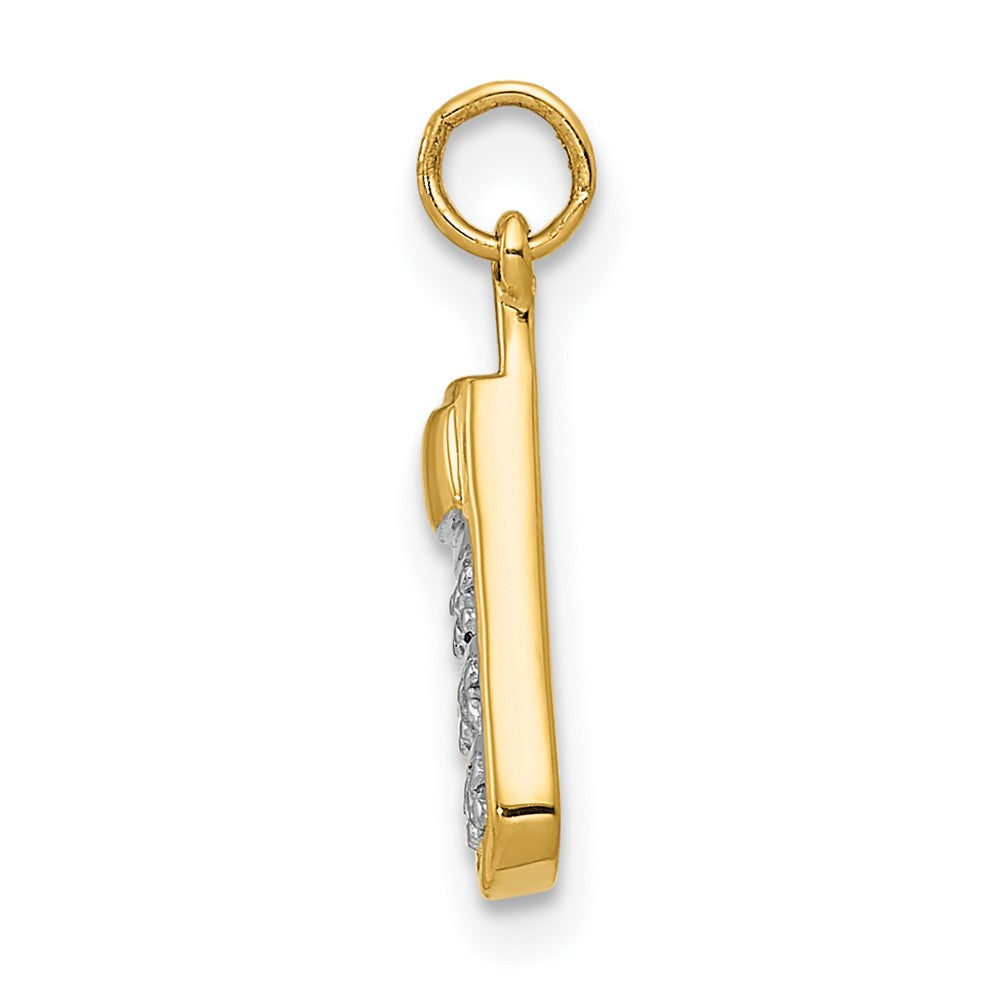 Solid 14k Yellow Gold Simulated CZ Cell Phone Charm