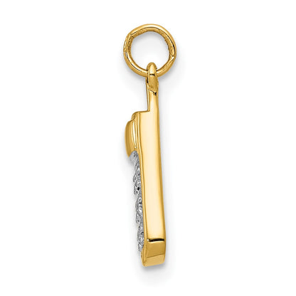 Solid 14k Yellow Gold Simulated CZ Cell Phone Charm