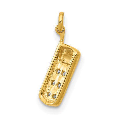 Solid 14k Yellow Gold Simulated CZ Cell Phone Charm