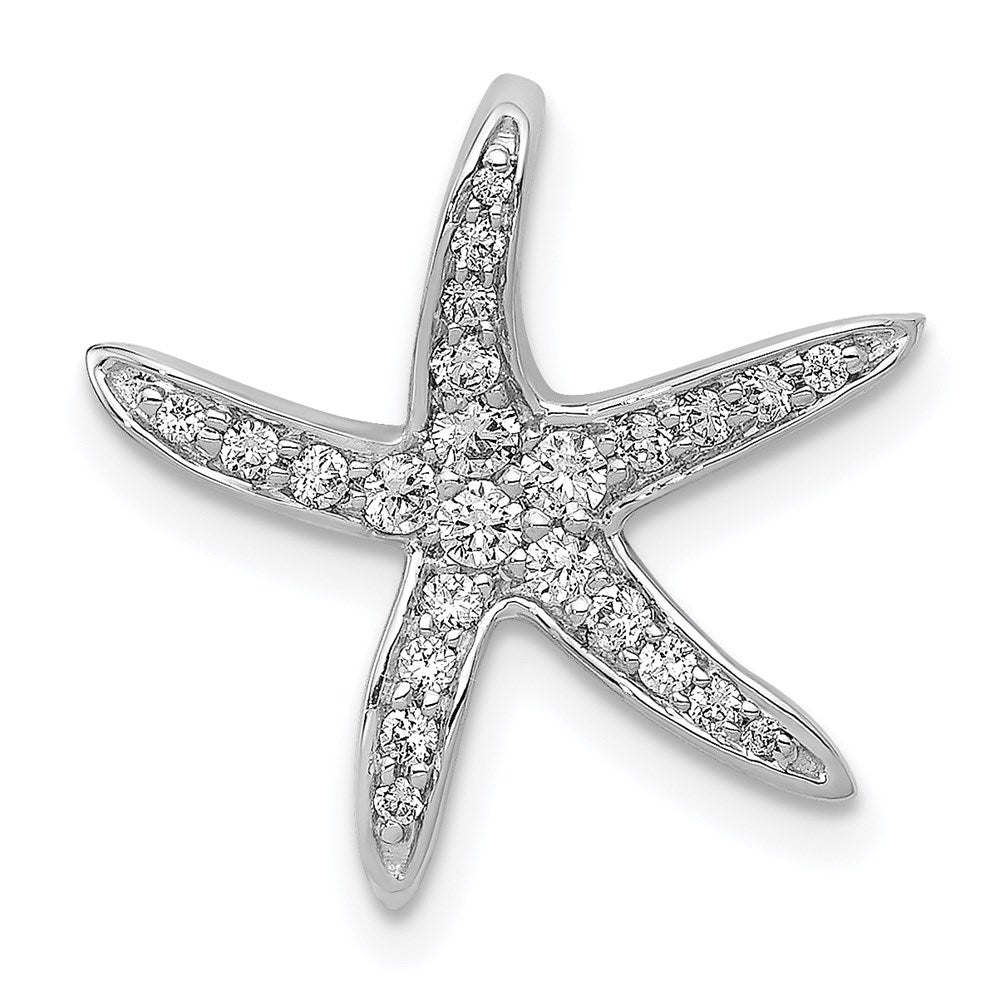 14k white gold real diamond starfish chain slide pendant pm5207 025 wa