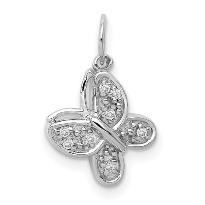 14k white gold real diamond butterfly charm pm5211 004 wa