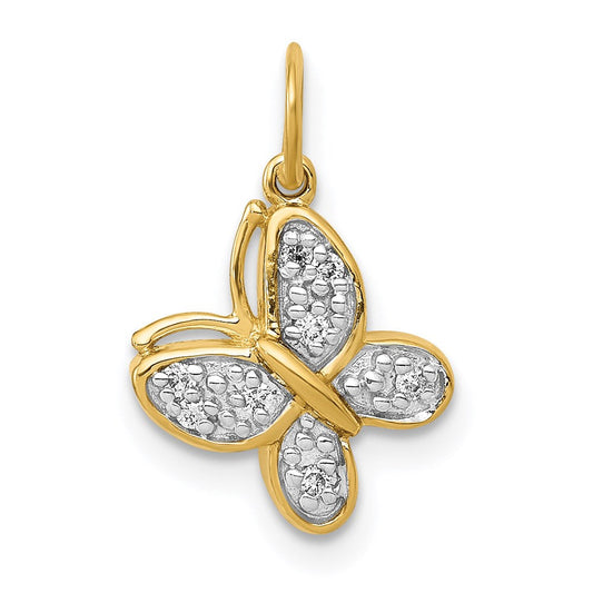 14k yellow gold real diamond butterfly charm pm5211 004 ya
