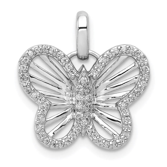 14k white gold 0 19ct real diamond butterfly pendant pm5212 020 wa