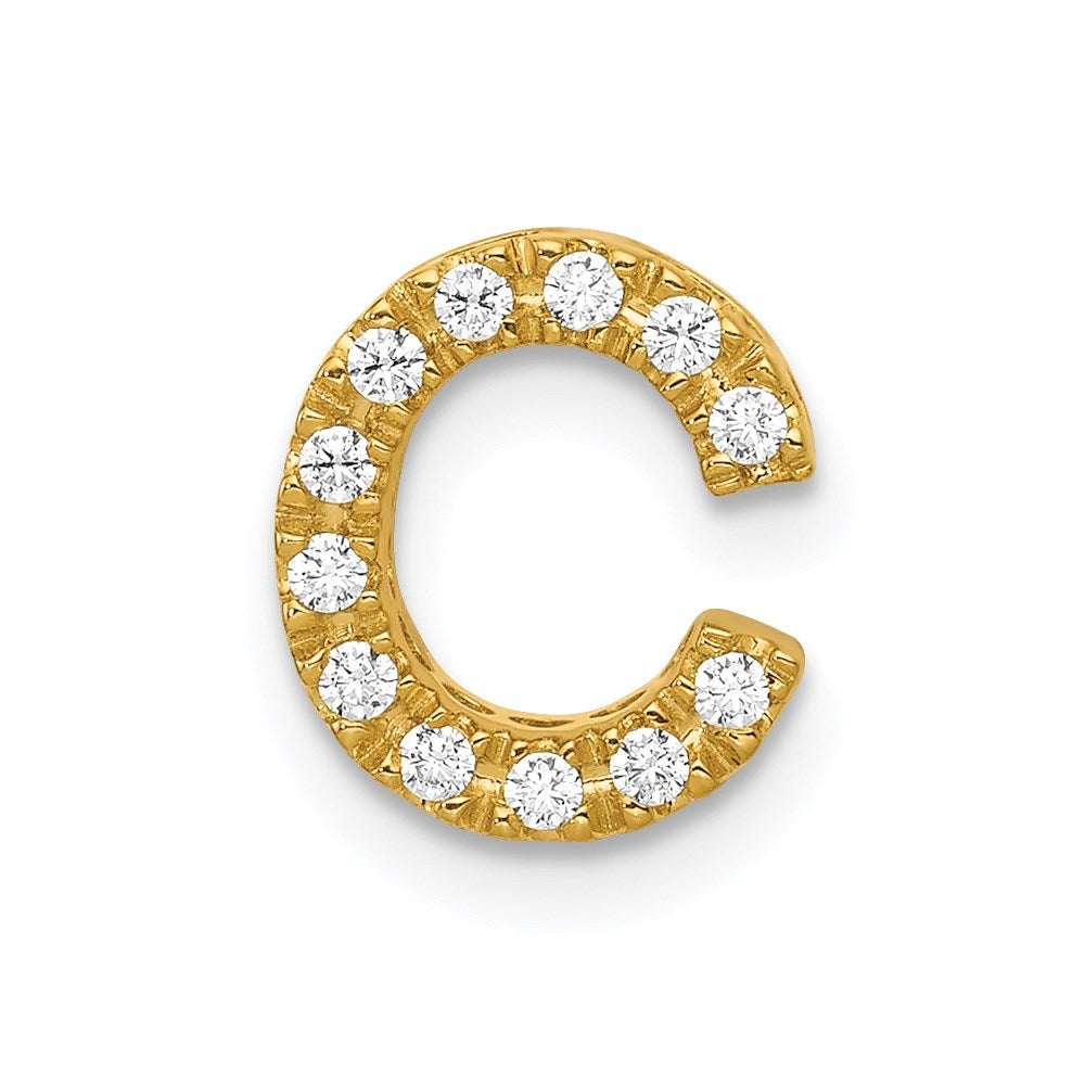 14k yellow gold real diamond letter c initial charm pm5221c 010 ya
