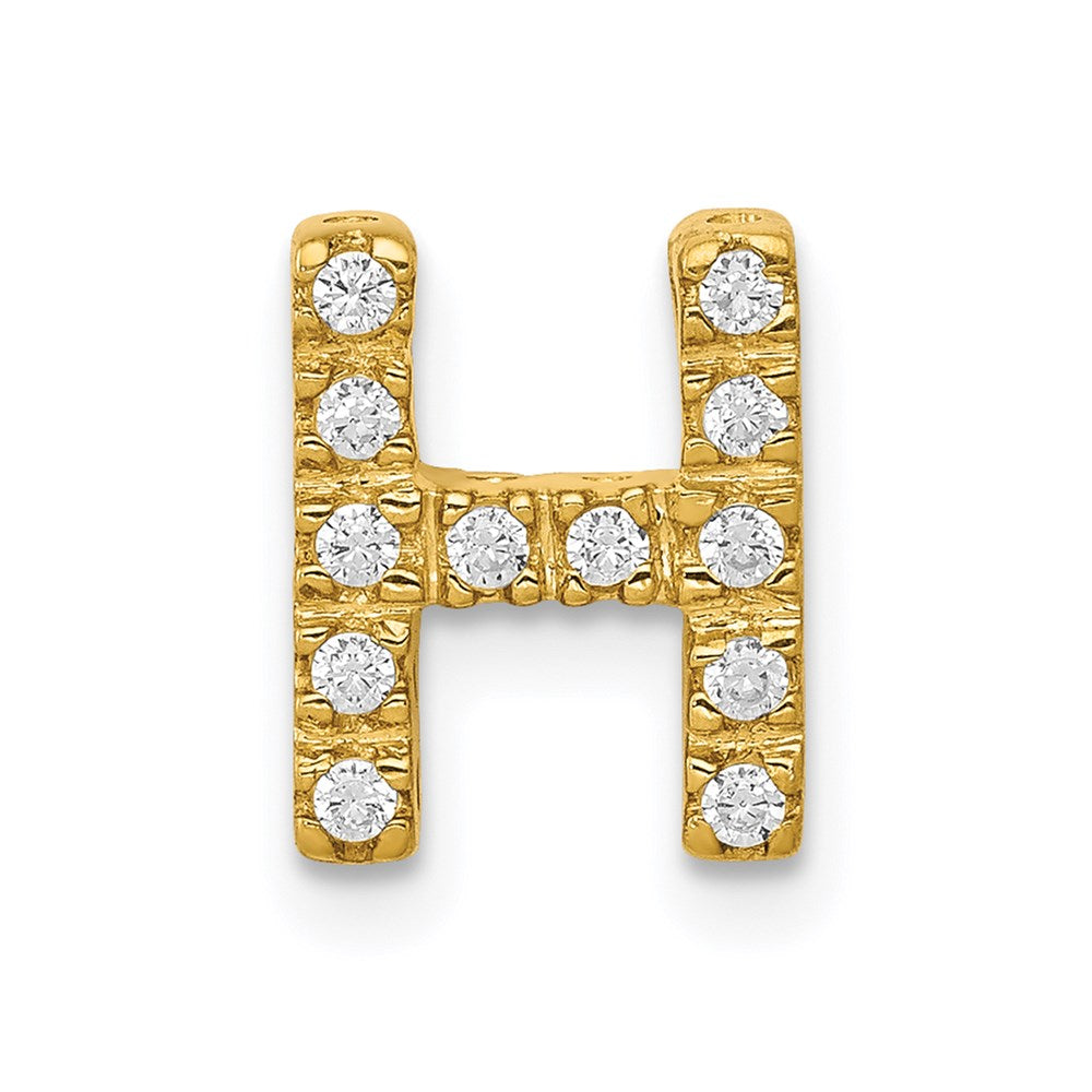 14k yellow gold real diamond letter h initial charm pm5221h 013 ya