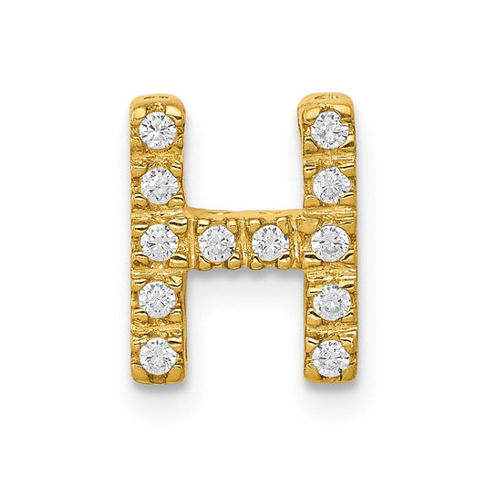14k yellow gold real diamond letter h initial charm pm5221h 013 ya
