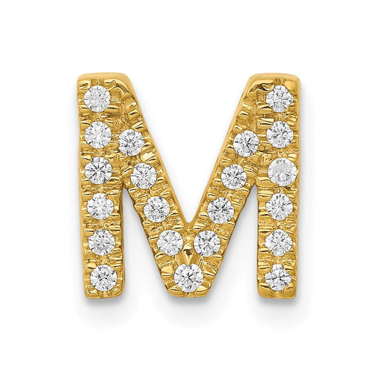 14k yellow gold real diamond letter m initial charm pm5221m 016 ya
