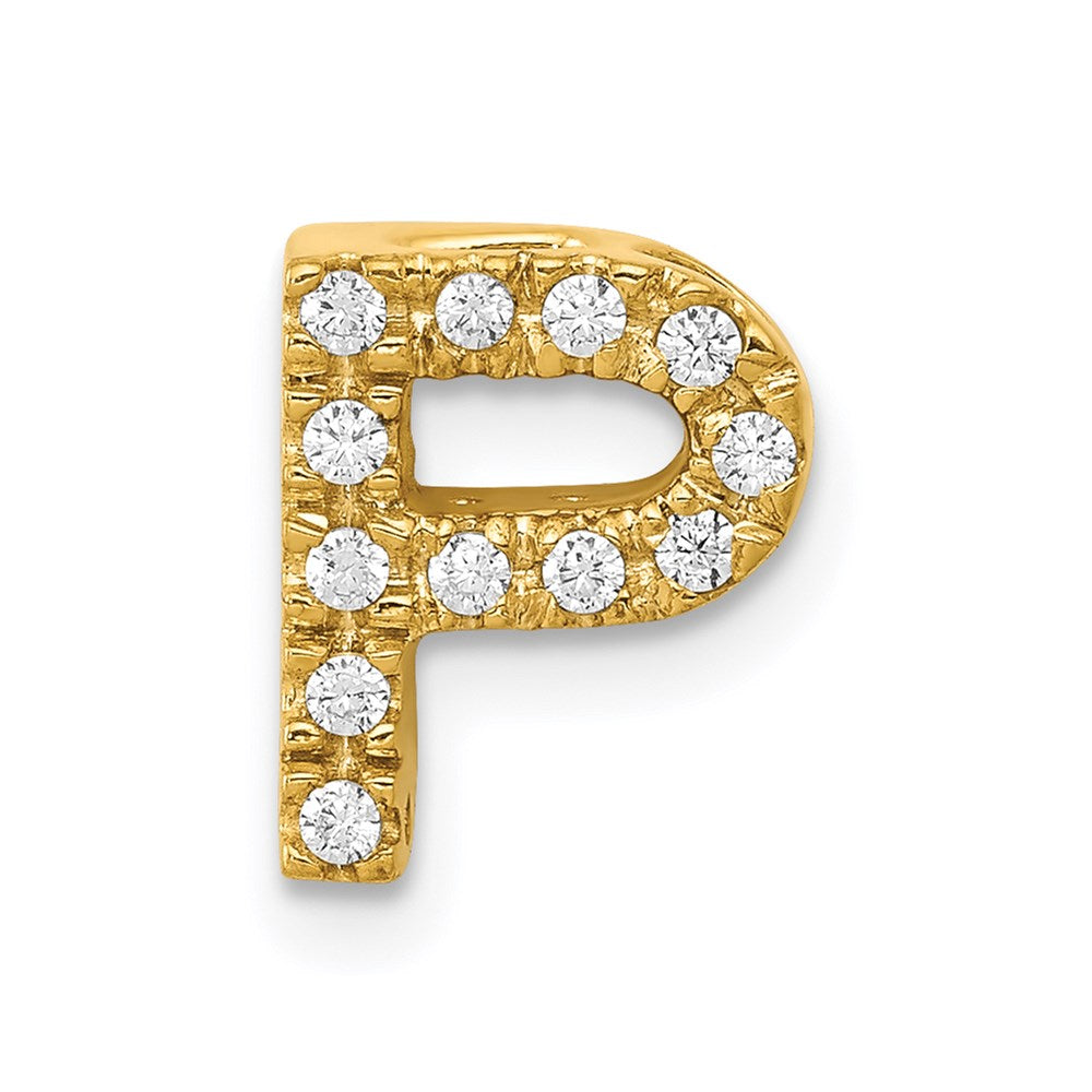 14k yellow gold real diamond letter p initial charm pm5221p 013 ya