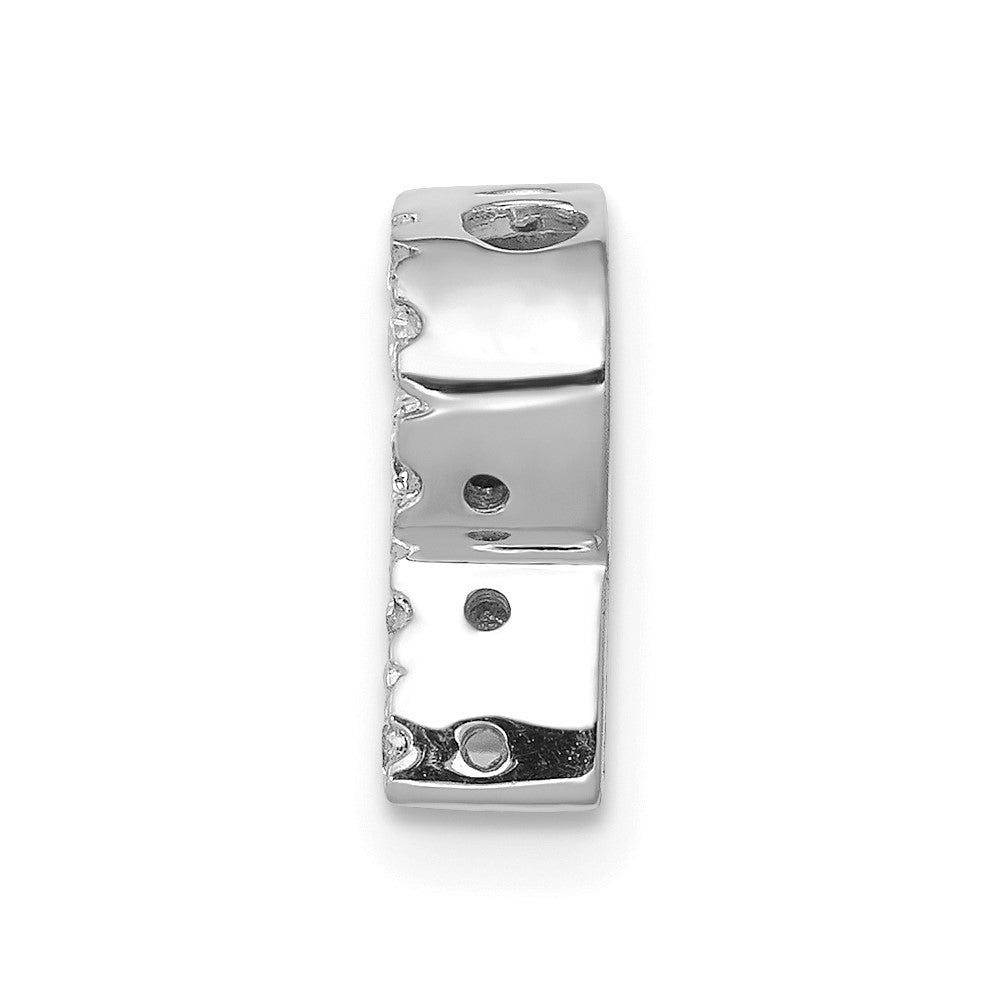 Solid 14k White Gold Simulated CZ Letter R Initial Charm