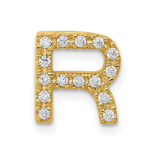 14k yellow gold real diamond letter r initial charm pm5221r 016 ya