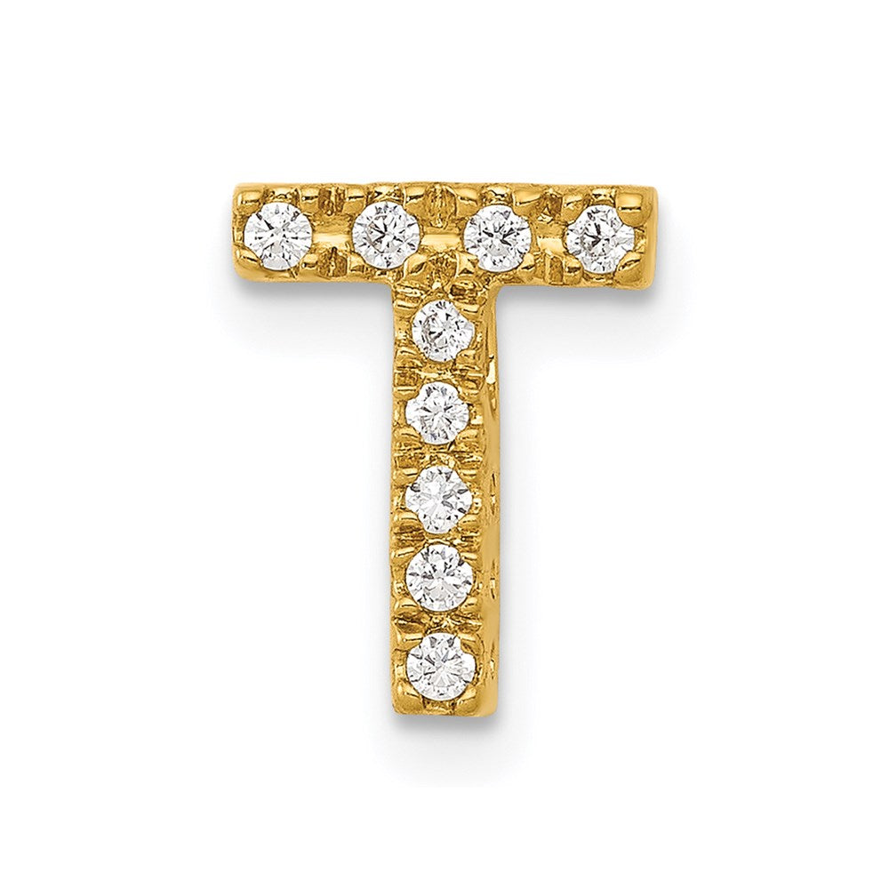 14k yellow gold real diamond letter t initial charm pm5221t 010 ya