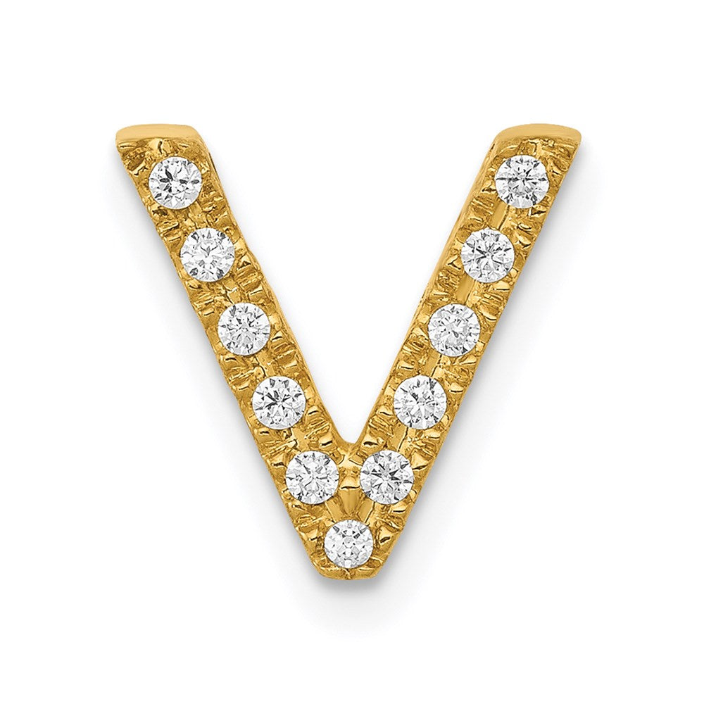 14k yellow gold real diamond letter v initial charm pm5221v 010 ya