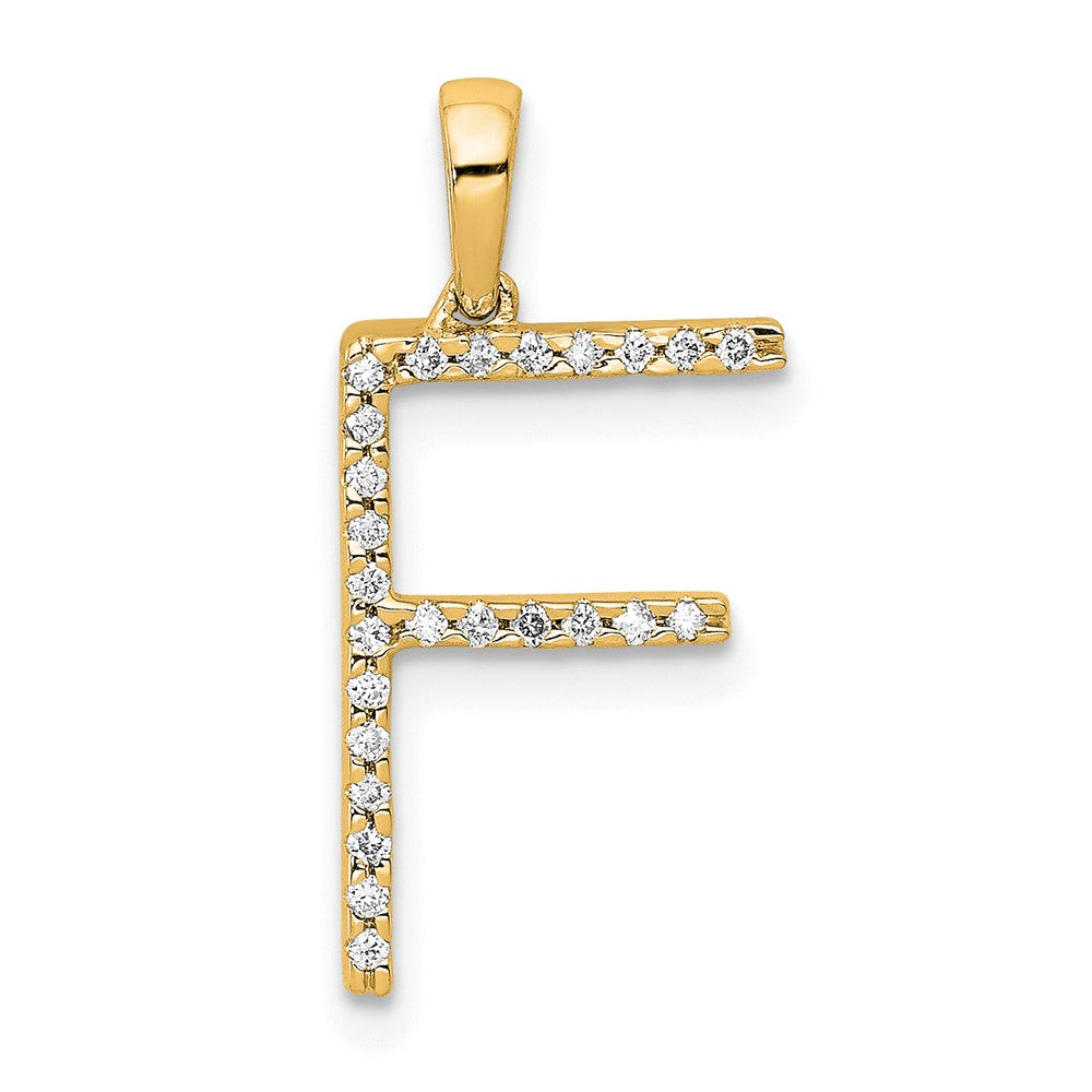 14k yellow gold real diamond letter f initial pendant pm5222f 013 ya