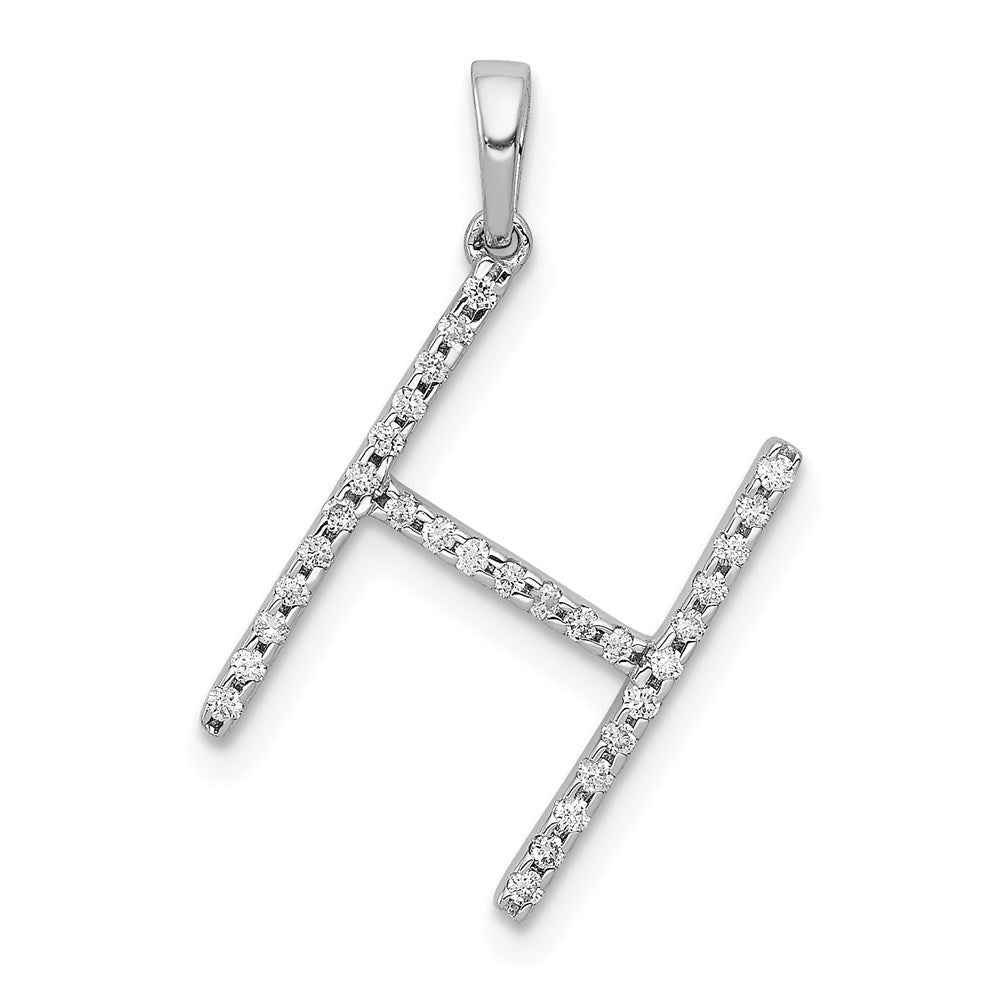 14k white gold real diamond letter h initial pendant pm5222h 010 wa