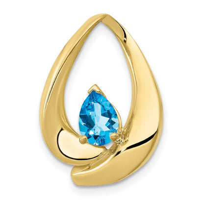 10k yellow gold 7x5mm pear blue topaz slide pm5238 bt 1y