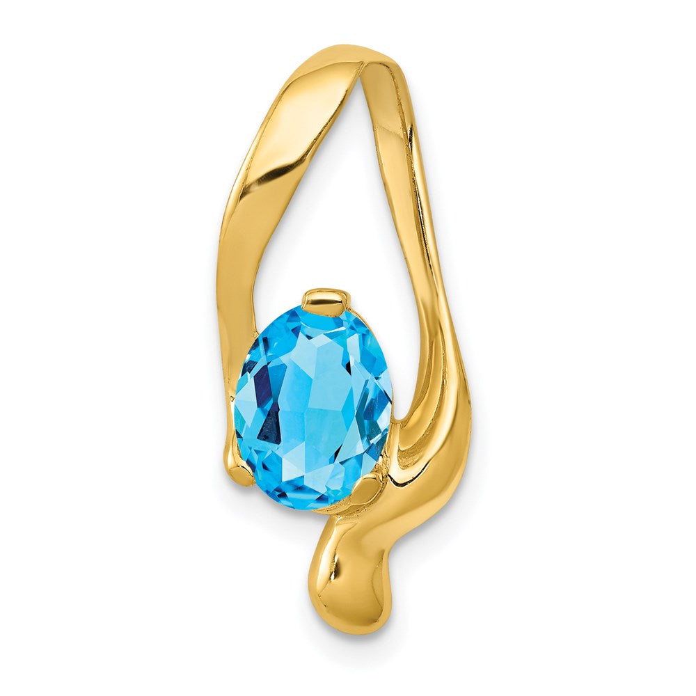 14k yellow gold 8x6mm oval blue topaz slide pm5239 bt y